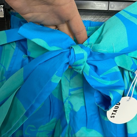 STAUD | Sage Blue Hibiscus Tie Waisted Shorts Size 4 - Picture 6 of 14